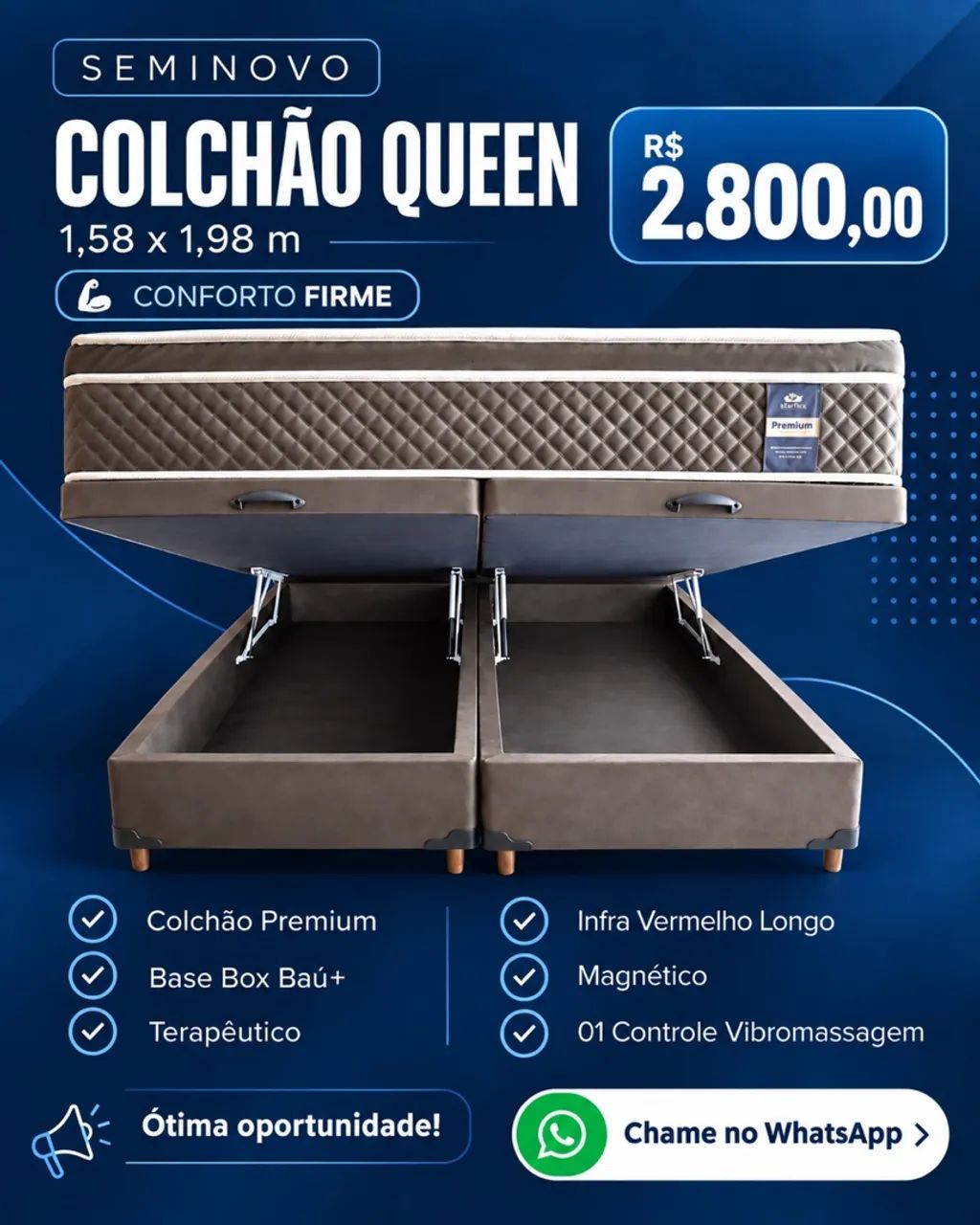 COLCHÃO e CAMA BOX QUEEN C/ MASSAGEM