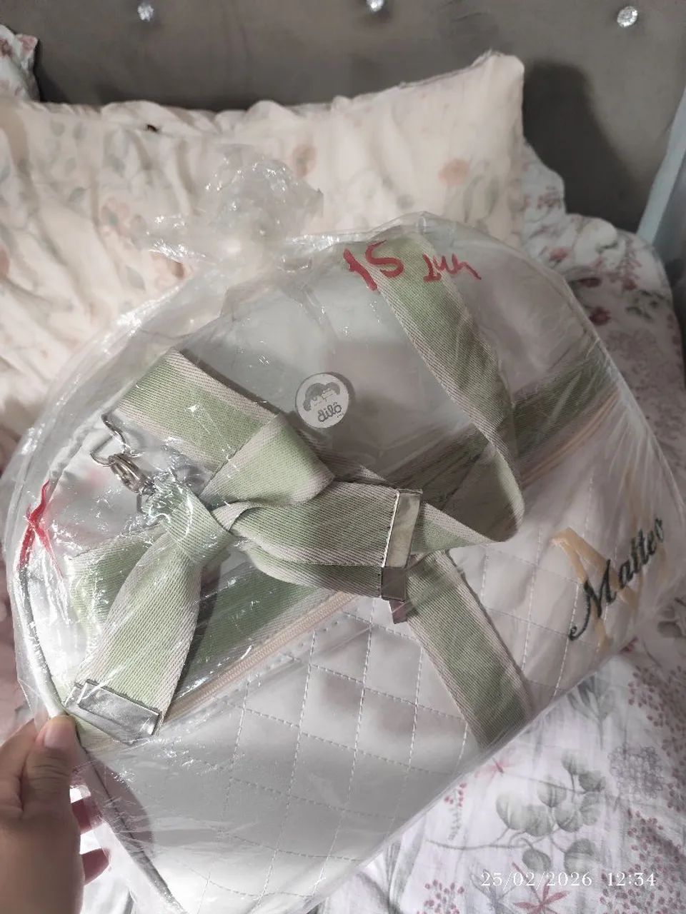 Bolsa maternidade com o nome Matteo bordada,kit completo com 5 peças  - Foto 3