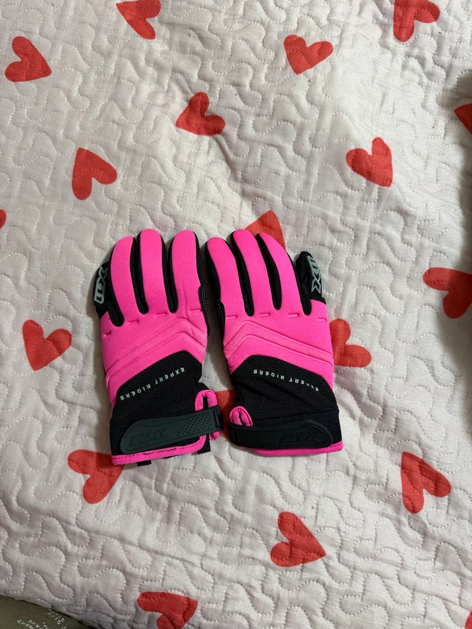 luva expert riders rosa e preta m