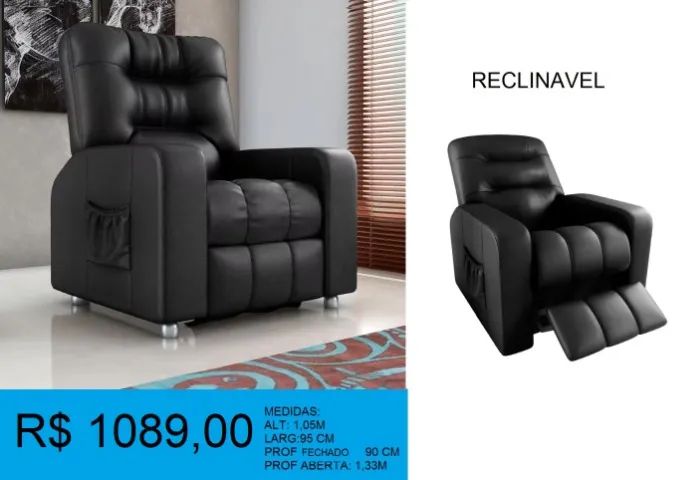 POLTRONA COURINO RECLINAVEL = PRONTA ENTREGA