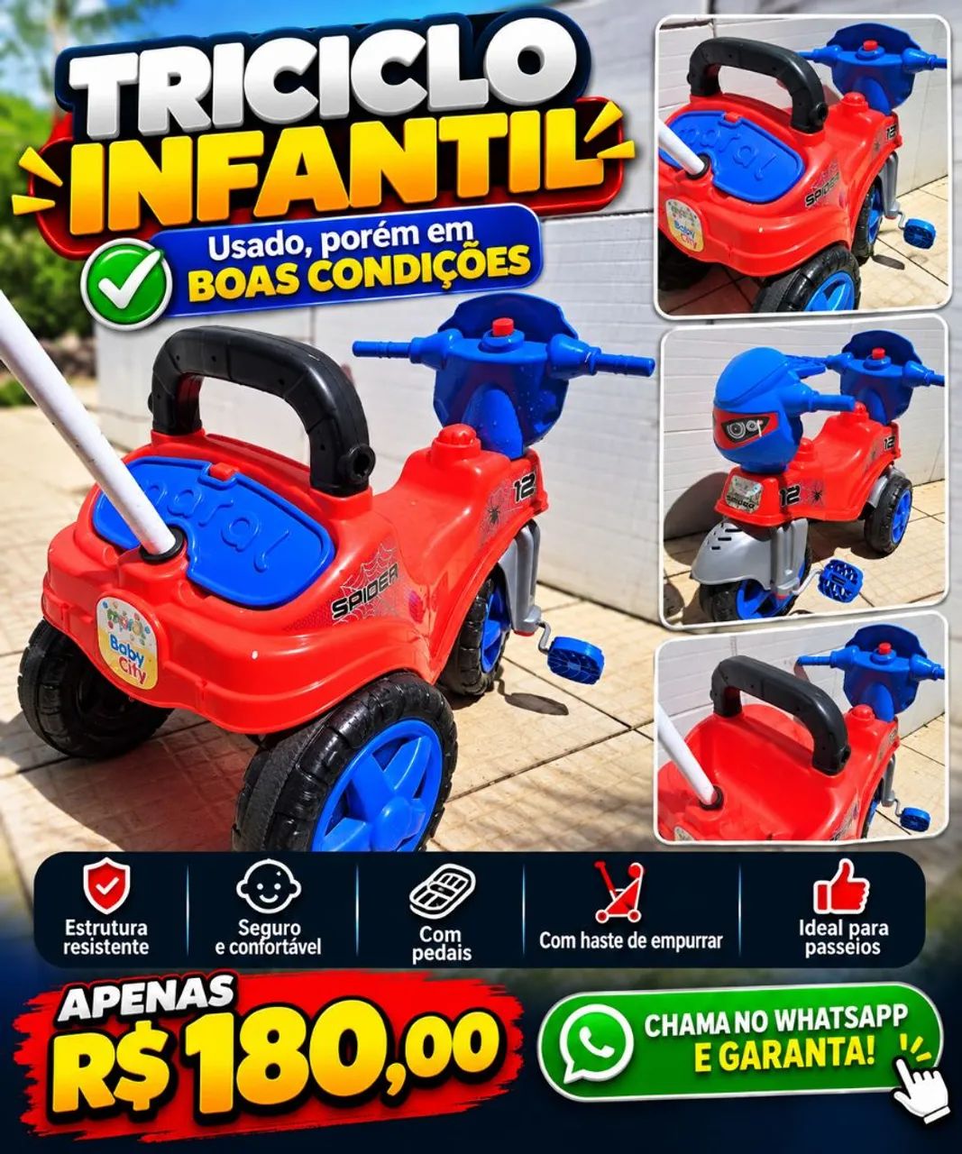Velotrol infantil ( triciclo,  carrinho de passeio ) - Foto 5