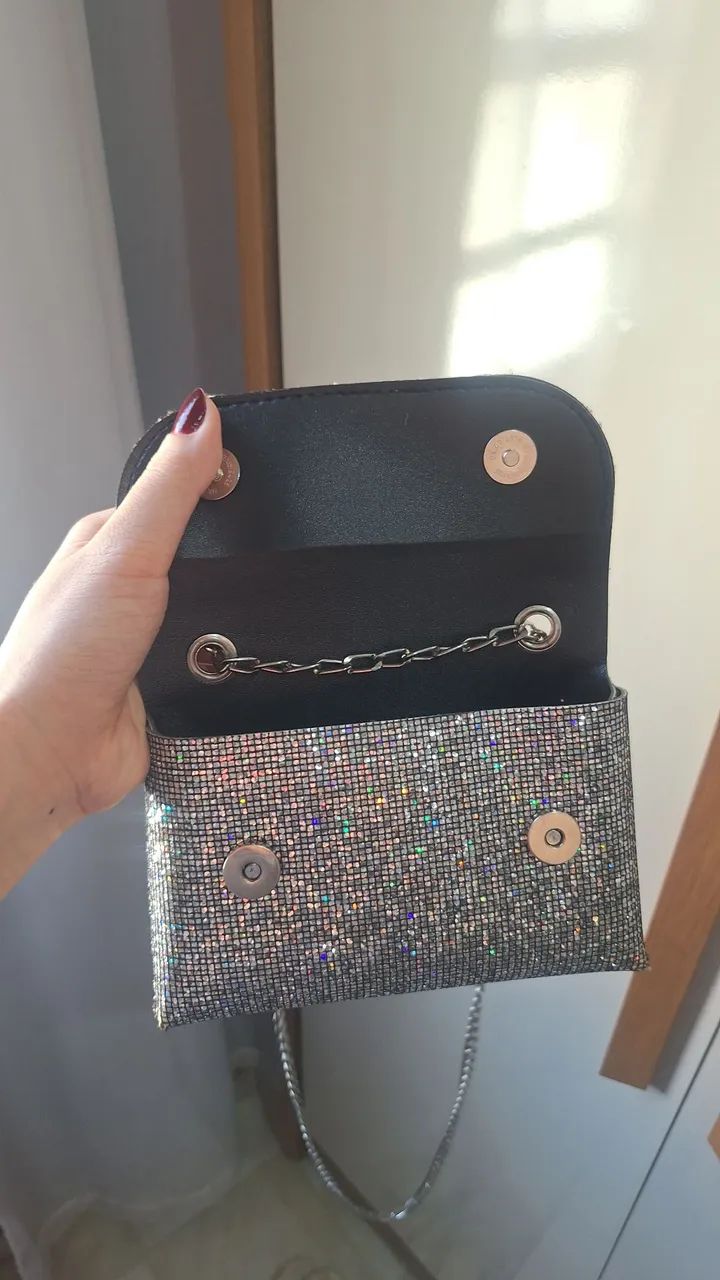 Bolsa shein prata brilhosa - Foto 2