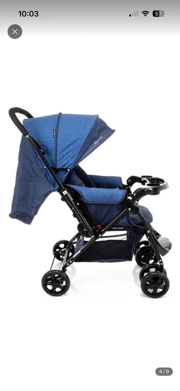 Carrinho de bebe cosco reverse azul - Foto 3