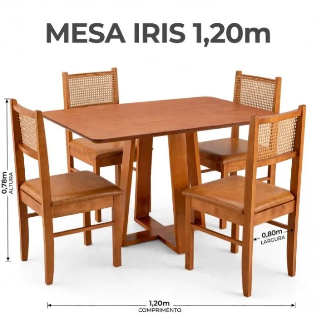 Conjunto Mesa íris 1,20x0,80 c/4 cadeiras courissimo tela - Foto 2