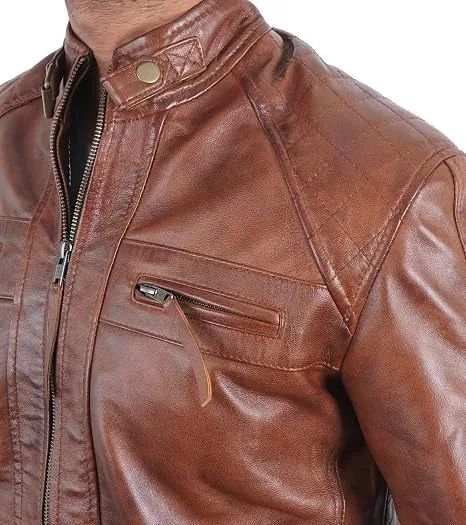 Jaqueta de couro caramelo importada EUA motociclista - Foto 5