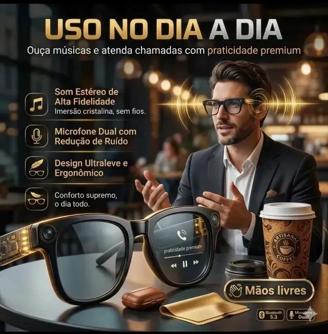 Óculos Inteligente com Câmera Filmadora Embutida - Foto 5