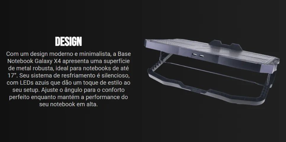 Base suporte para notebook Rise Mode, dual fan led, novo, lacrado! - Foto 3