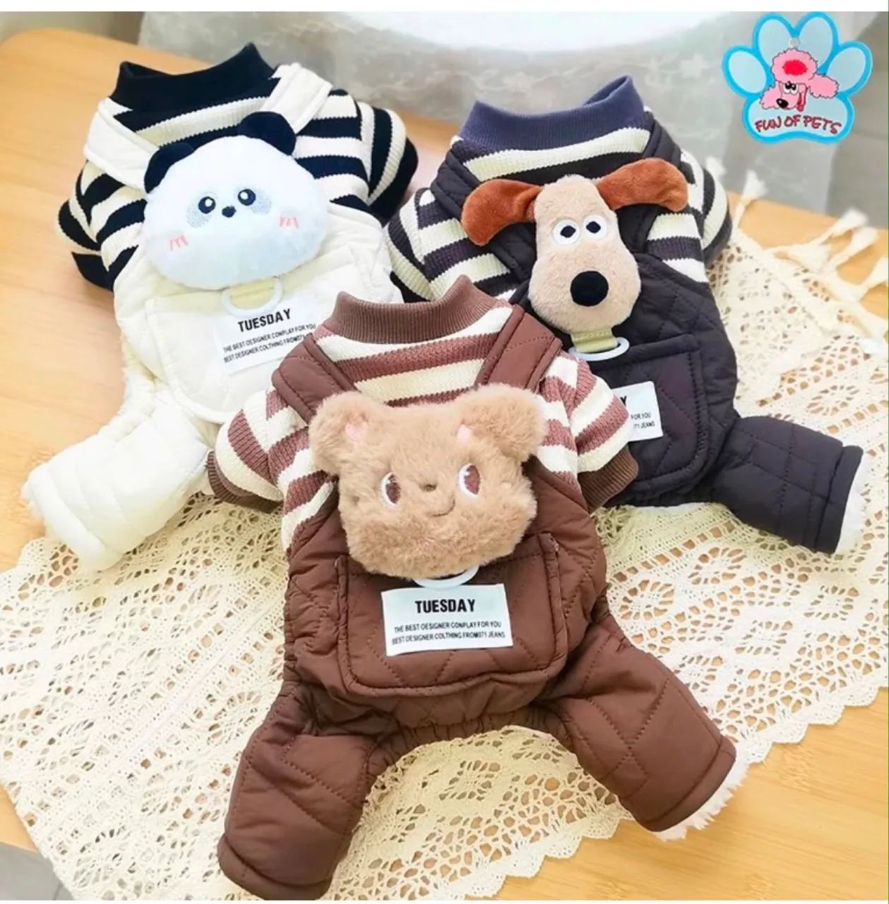 Roupa Para Pet Macacão Acolchoado Com Ursinho - Foto 2