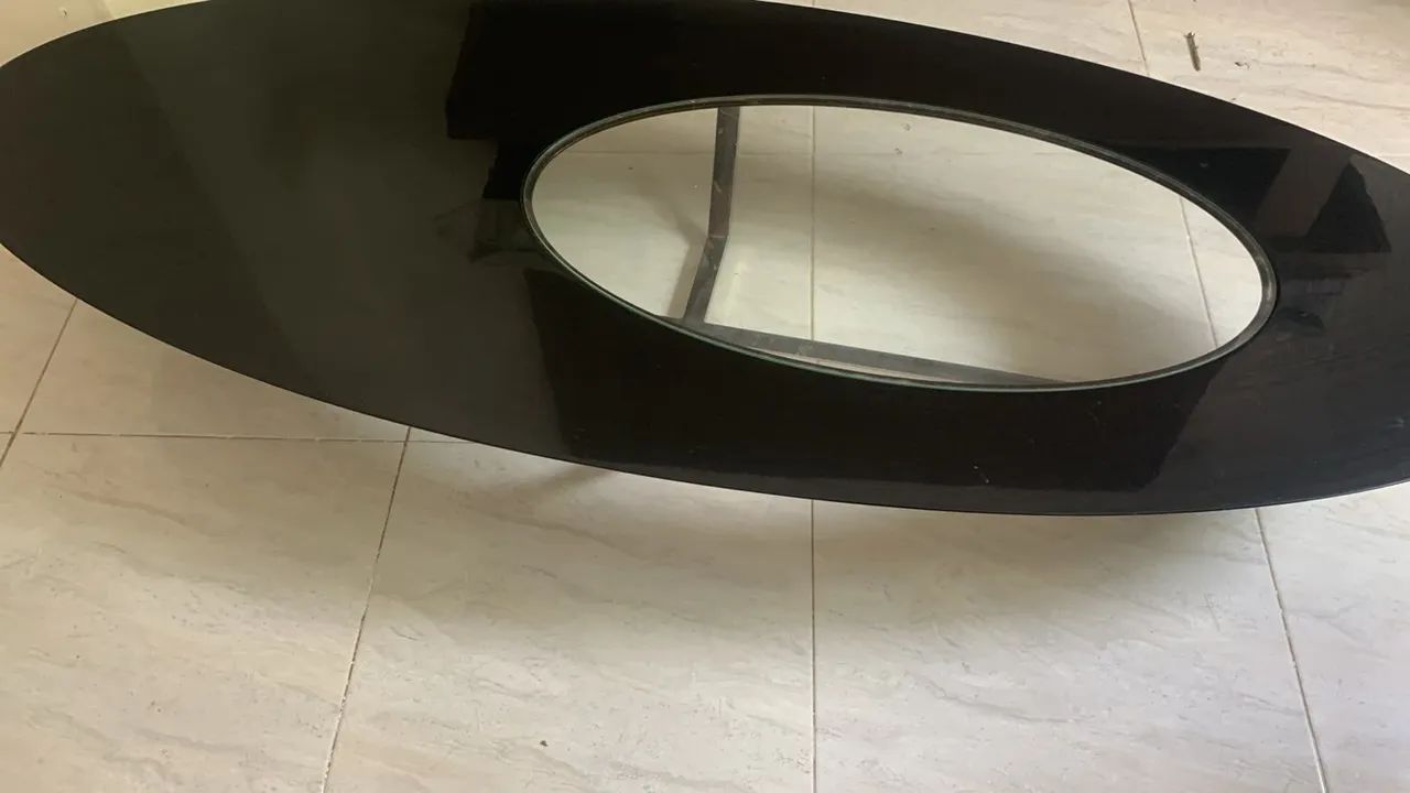 Mesa de Centro Design Oval de Vidro e Inox / Cromada - Foto 3