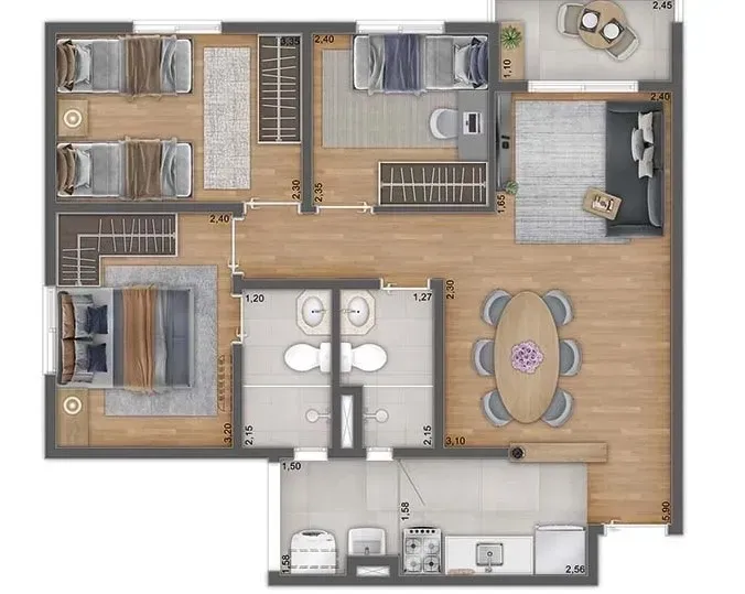 PLANTA 60m²