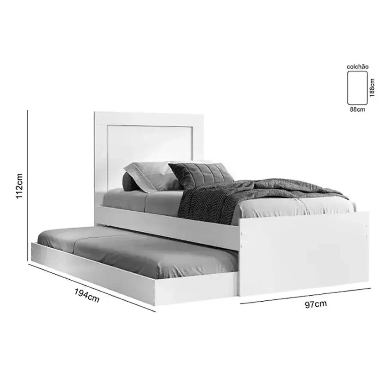 Cama Luara Solteiro com Cama Auxiliar / pronta entrega  - Foto 4