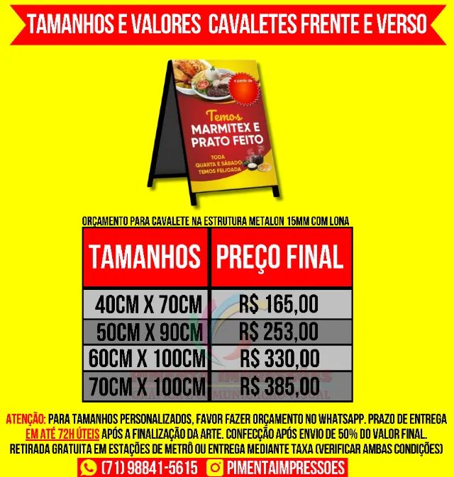 Cavalete de lona e ferro metalon personalizado