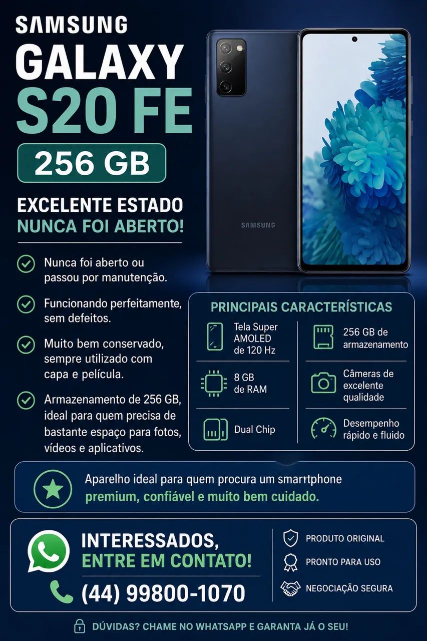 Vendo ou troco Galaxy S20 FE 256gb