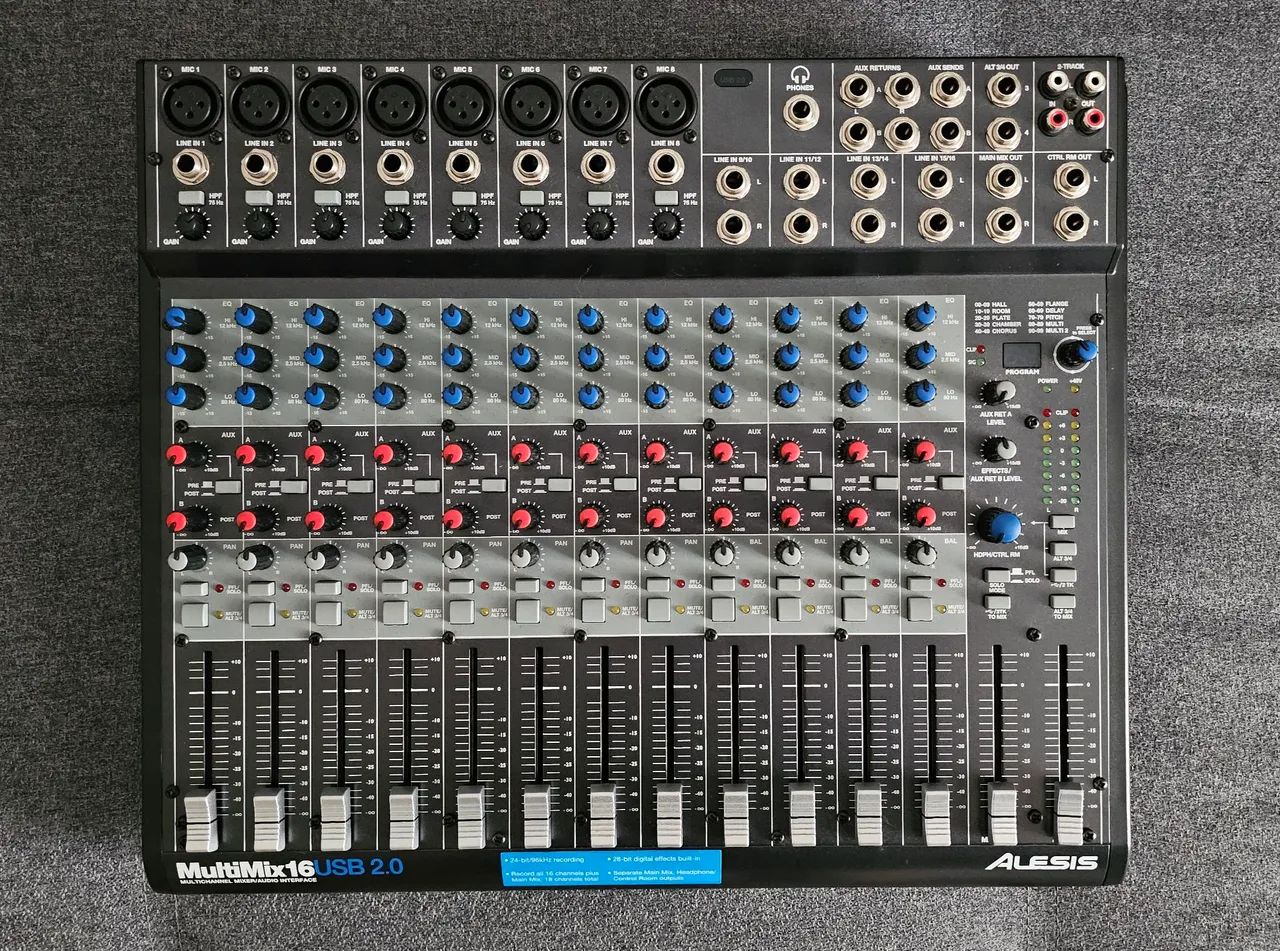 Mesa de Som Alesis Multimix 16 canais usb