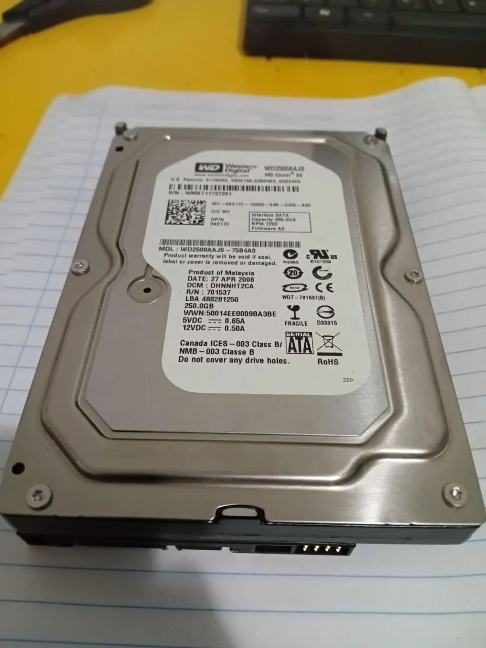 HDD Disco Rigido PC Sata 250GB WD2500AAJS