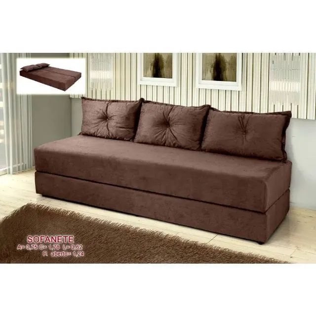 Sofanete Sofá de 3 Lugares Sofá Cama de Casal Bicama em Suede