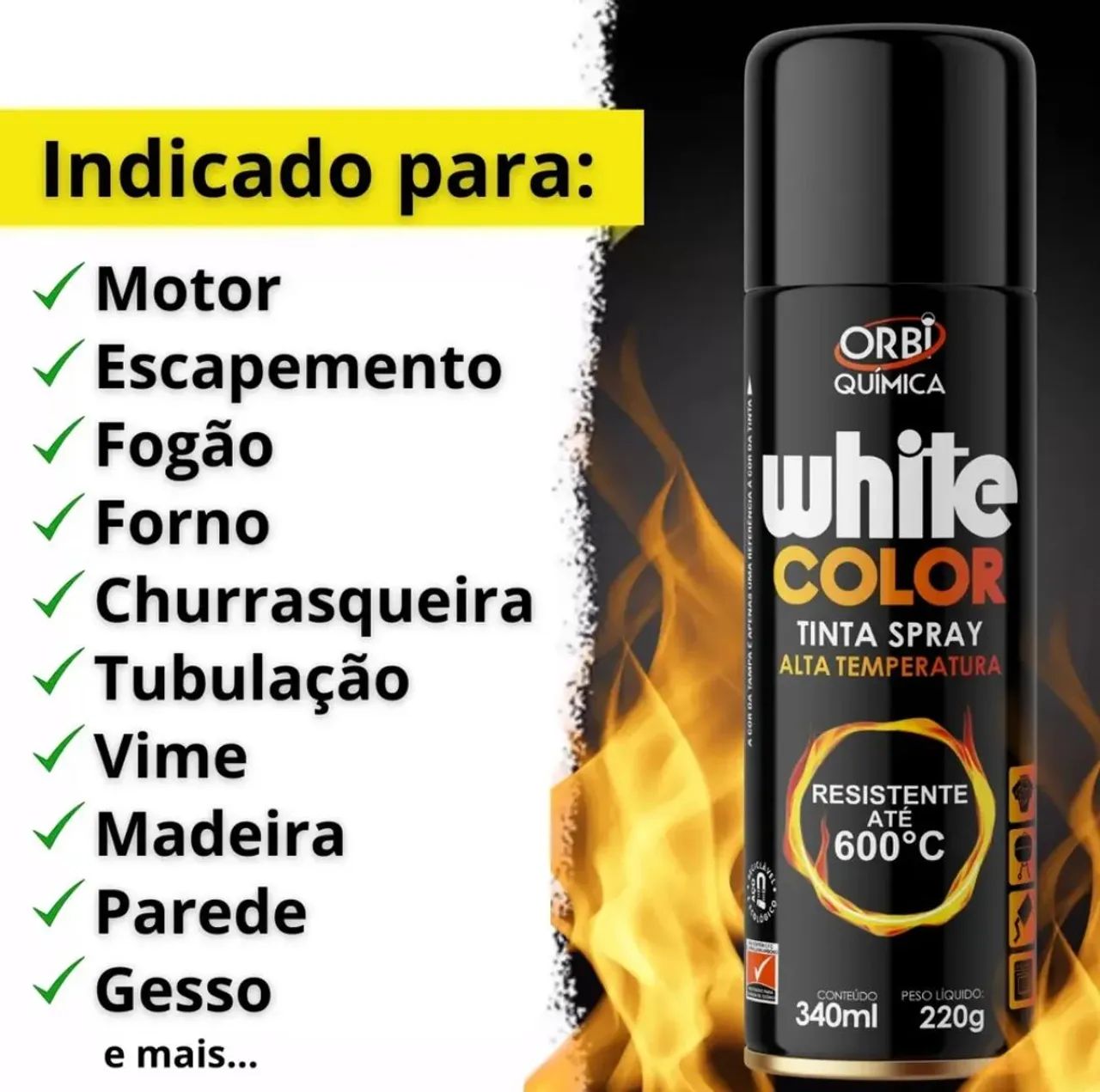 Tinta spray preto alta temperatura 660° escapamento forno roda churrasqueira - Foto 2