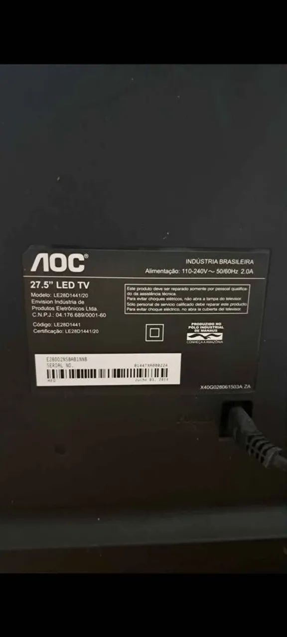 TV Televisão AOC LED 27,5" - Modelo LE28D1441 - Excelente Estado - Foto 2