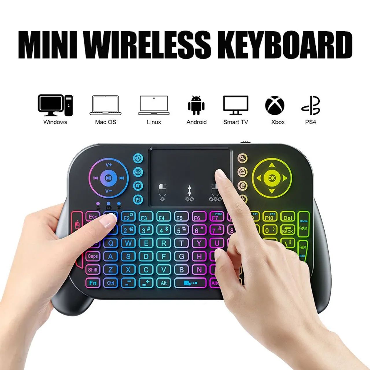 Mini Teclado Semfio V8 Retroiluminado 2.4ghz Bluetooth Air Mouse Touchpad para SmarTV - Foto 4
