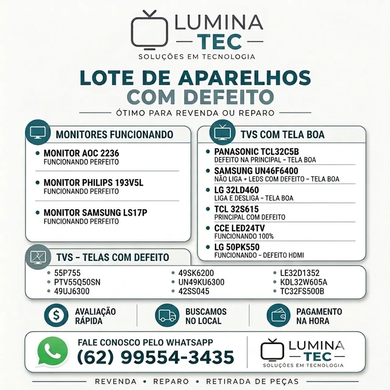Lote de TVS e monitores