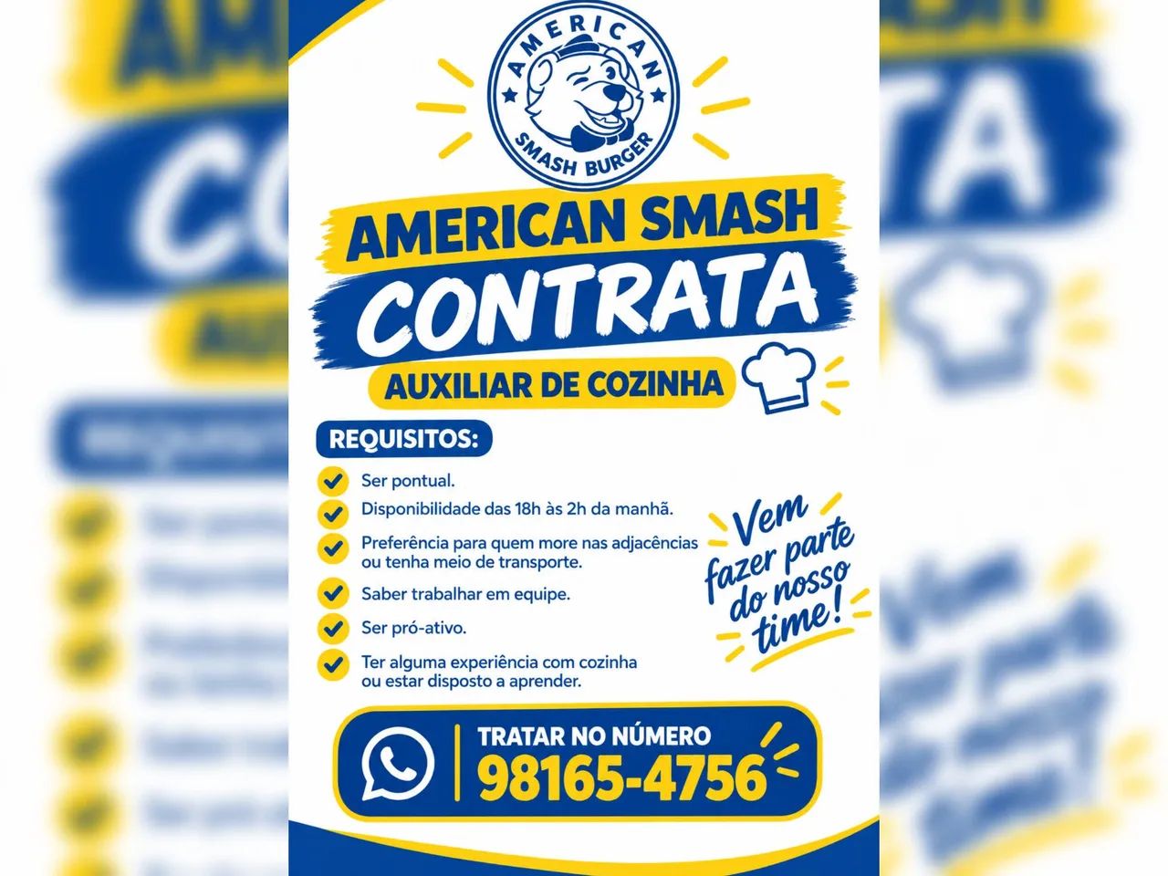 OPORTUNIDADE DE TRABALHO!