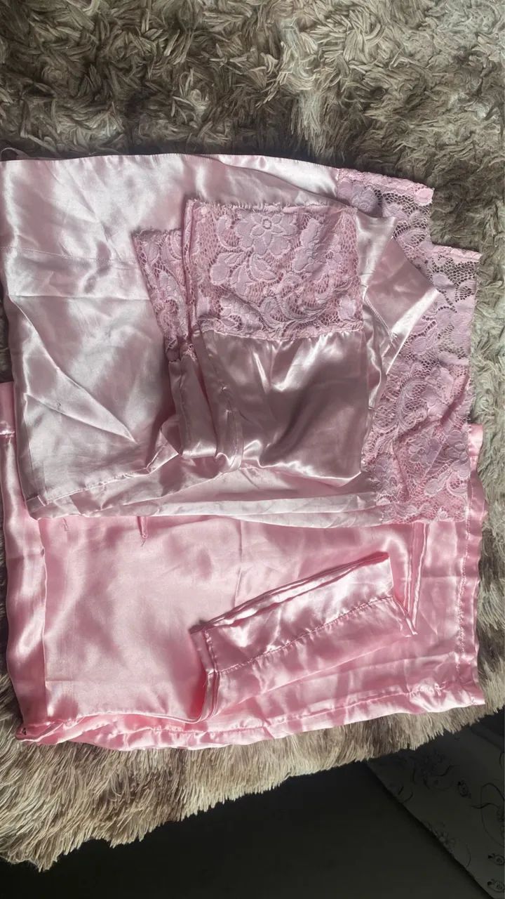 Robe de cetim branco/ rosa - Foto 3