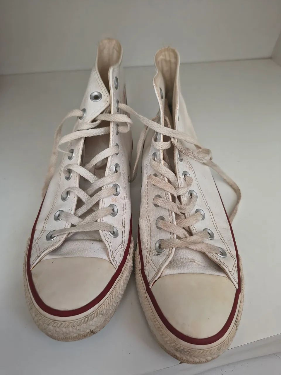 Tênis All Star "couro" branco USADO - Foto 2