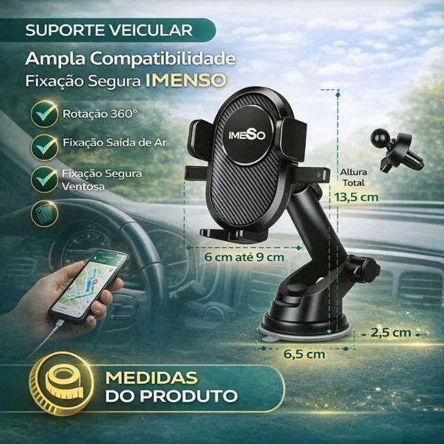 Suporte Veicular IMS-343 com Ampla Compatibilidade e Fixação Segura para Celular - Foto 4