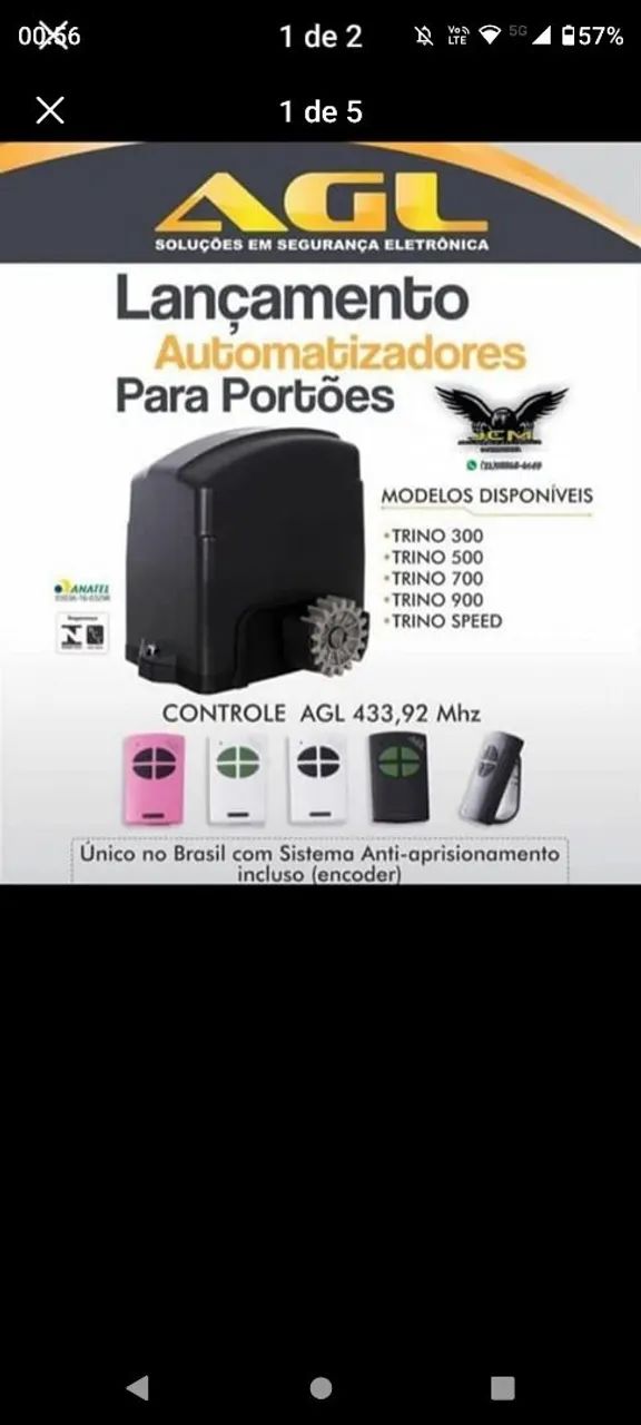 Motor para portão de garagem 