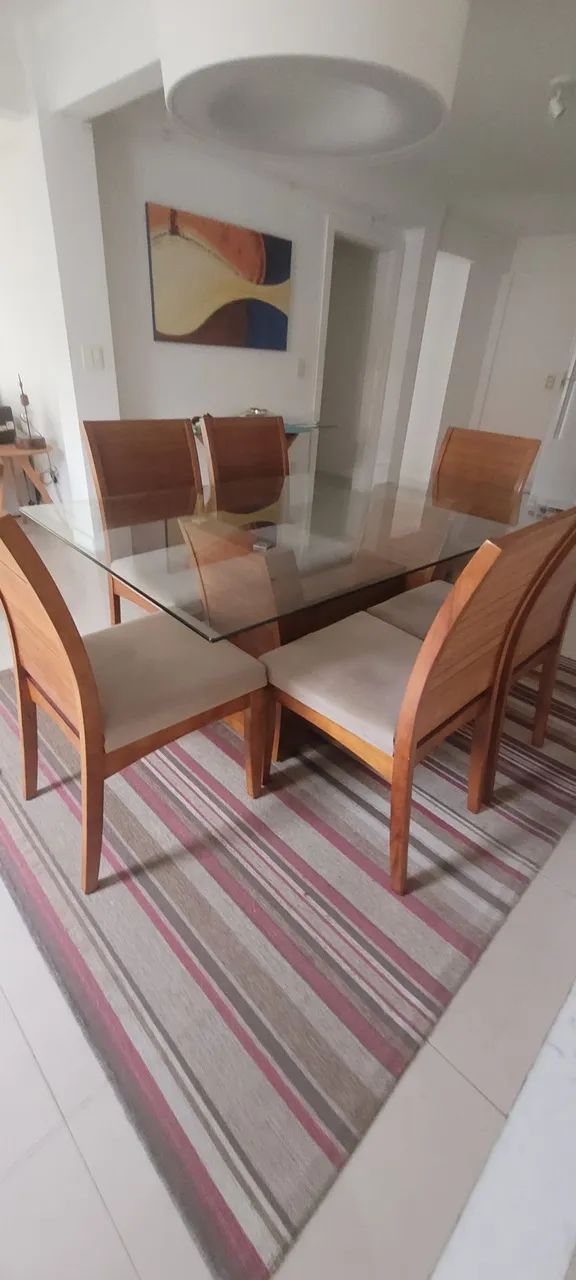 Mesa de jantar de vidro com 6 cadeiras e aparador - Foto 2