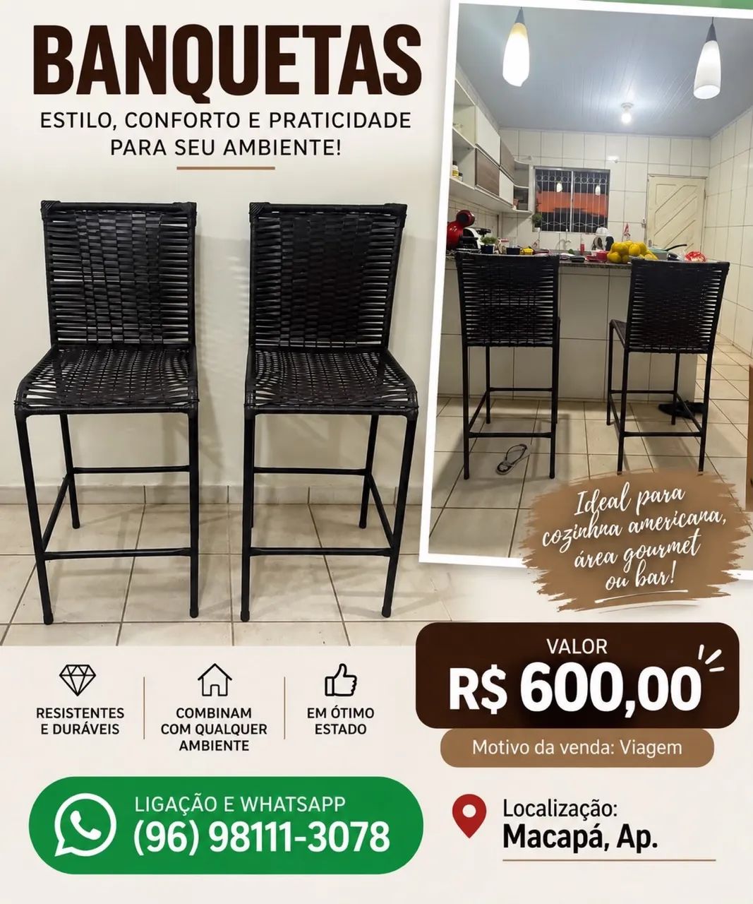 Vendo 2 banquetas  - Foto 2