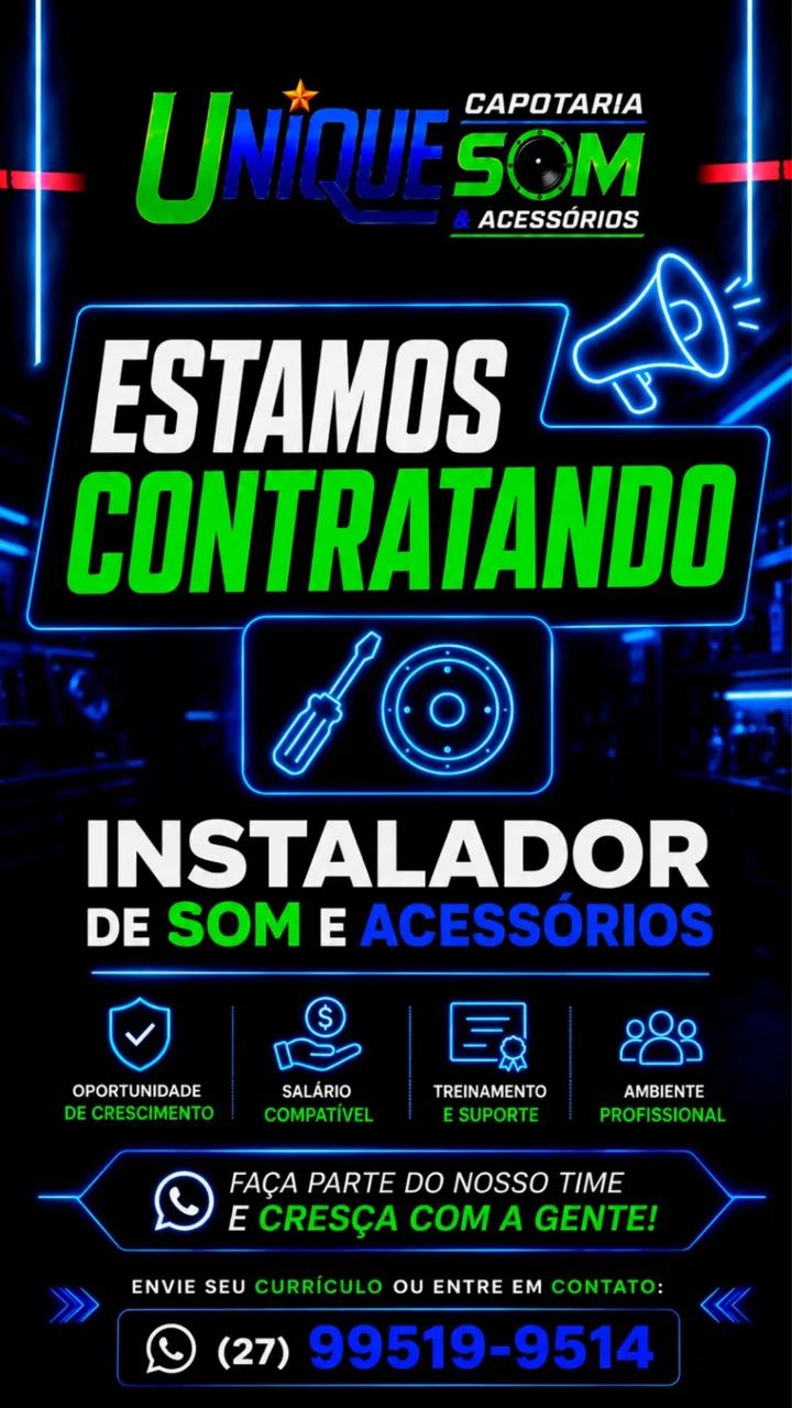 Instalador de som e acessórios 
