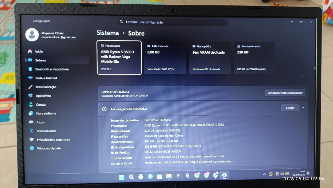 Notebook Asus M515D Ryzen 05, 08 de RAM - Foto 5