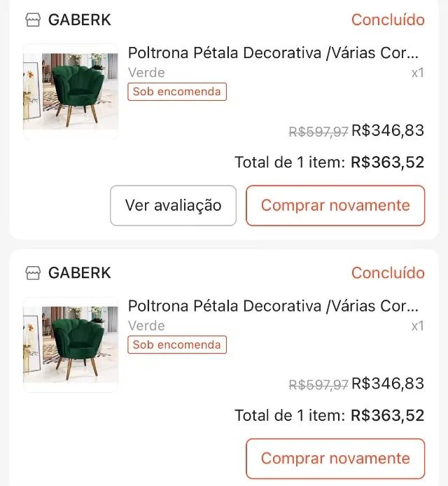 Poltrona Pétala Verde em Veludo - Como Nova - Foto 4