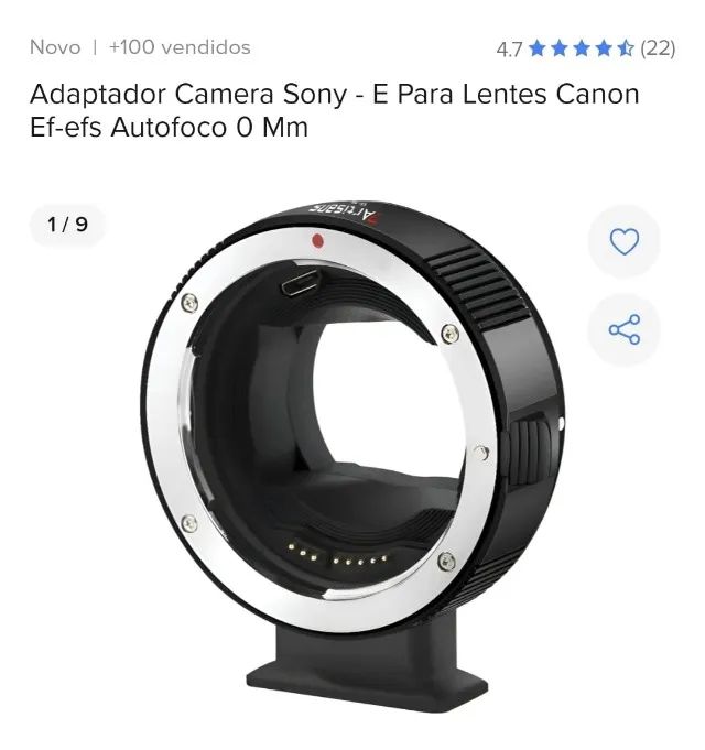 Adaptador Câmera Sony - E para lentes Canon Ef-Efs automático 0mm