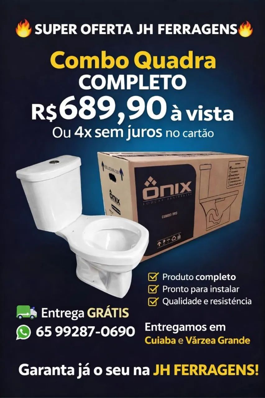 Combo Vaso com caixa acoplada Quadrado Onix 