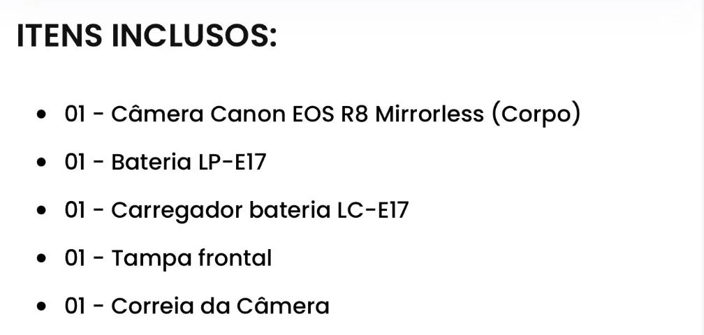 Câmera Cânon R8  - Foto 5