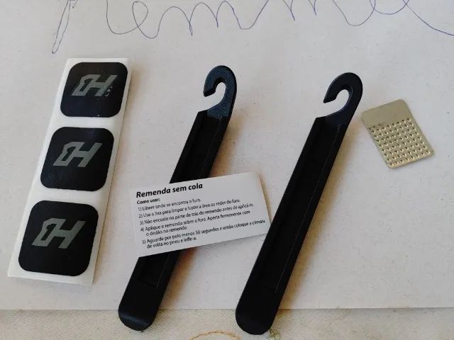 3 peças kit remendo reparo p/ câmara ar bike sem cola high one - Foto 3