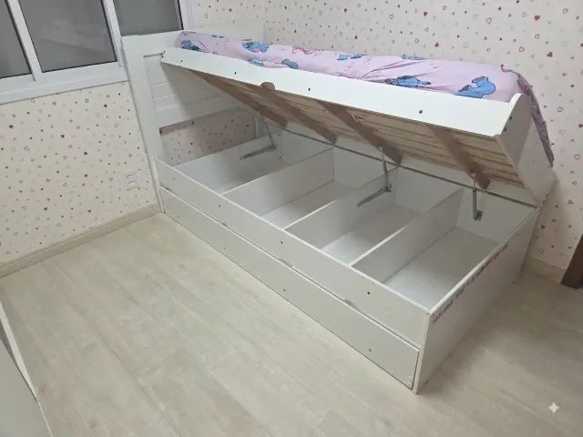 Cama solteiro Bau com cama auxiliar
