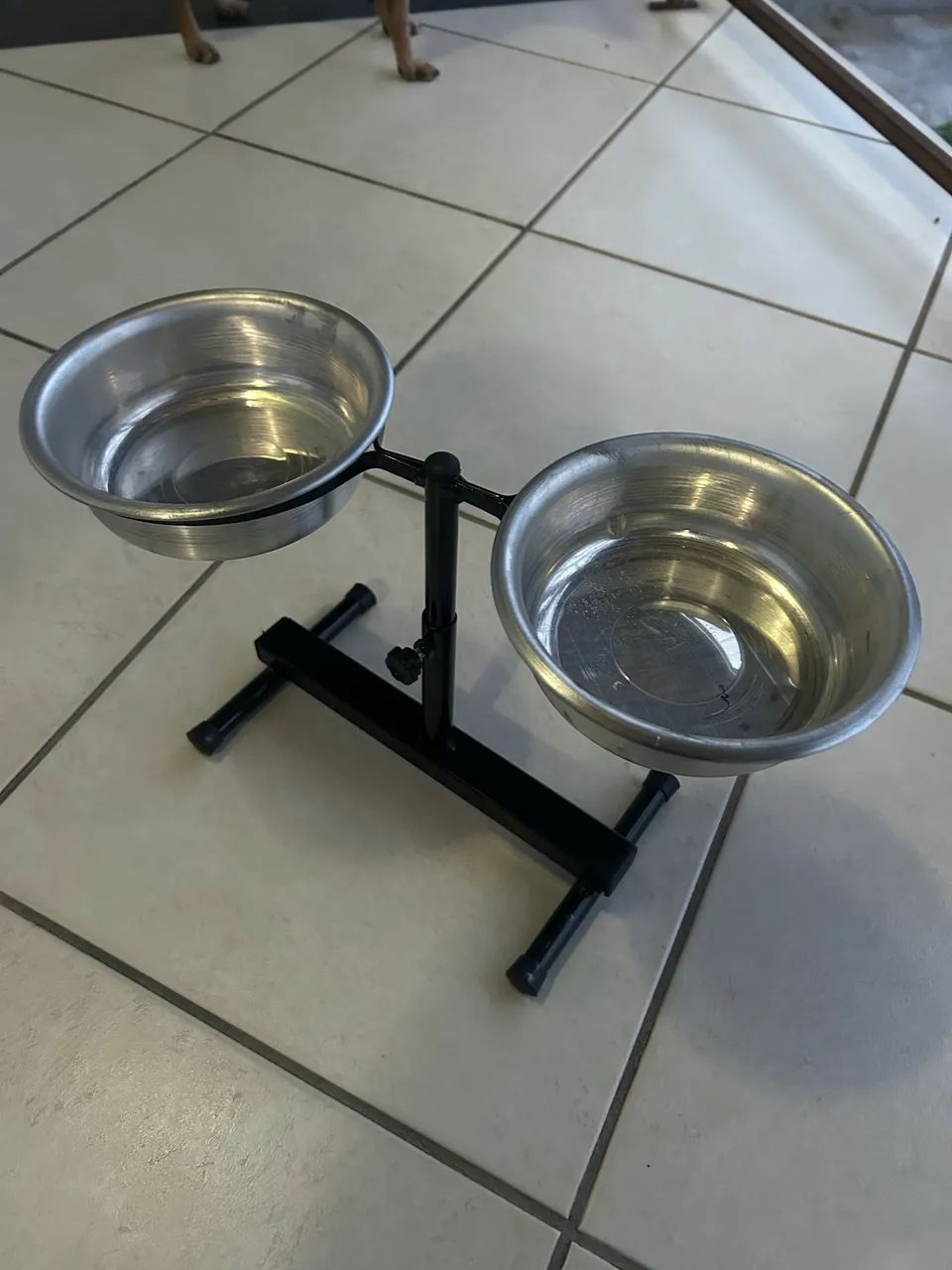 Comedouro Duplo Elevado Ajustável Cachorro 1 Litro