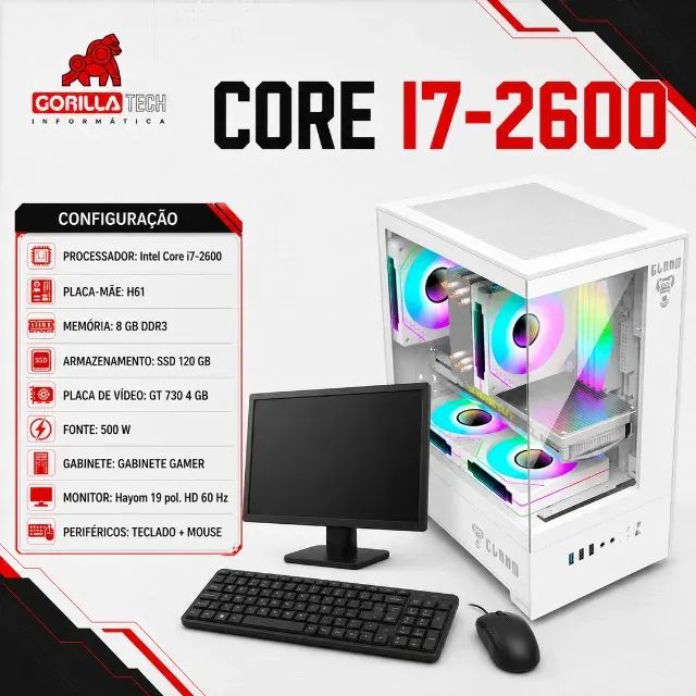 PC Completo i7-2600 GT 730 8GB SSD 120GB + Monitor 19