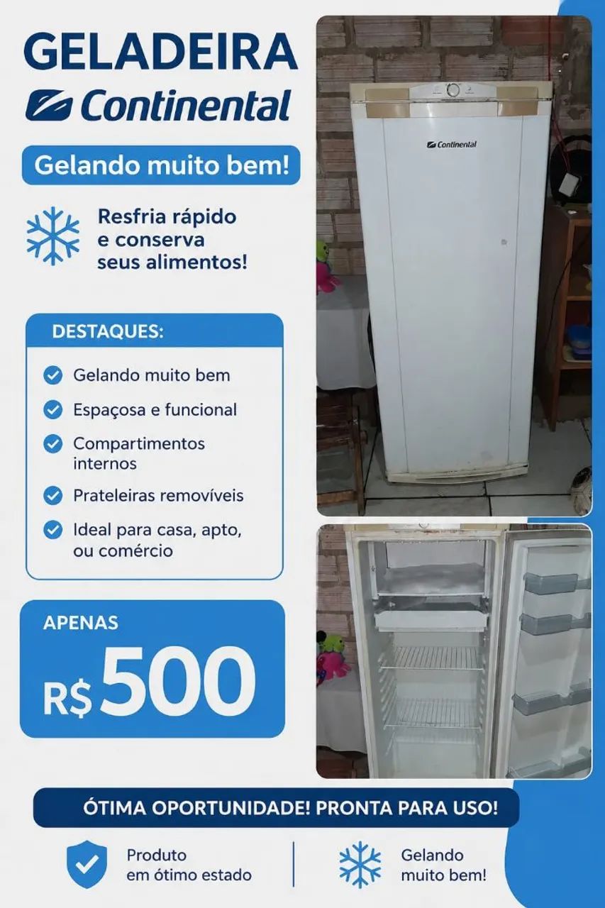 Geladeira continental funcionando perfeitamente