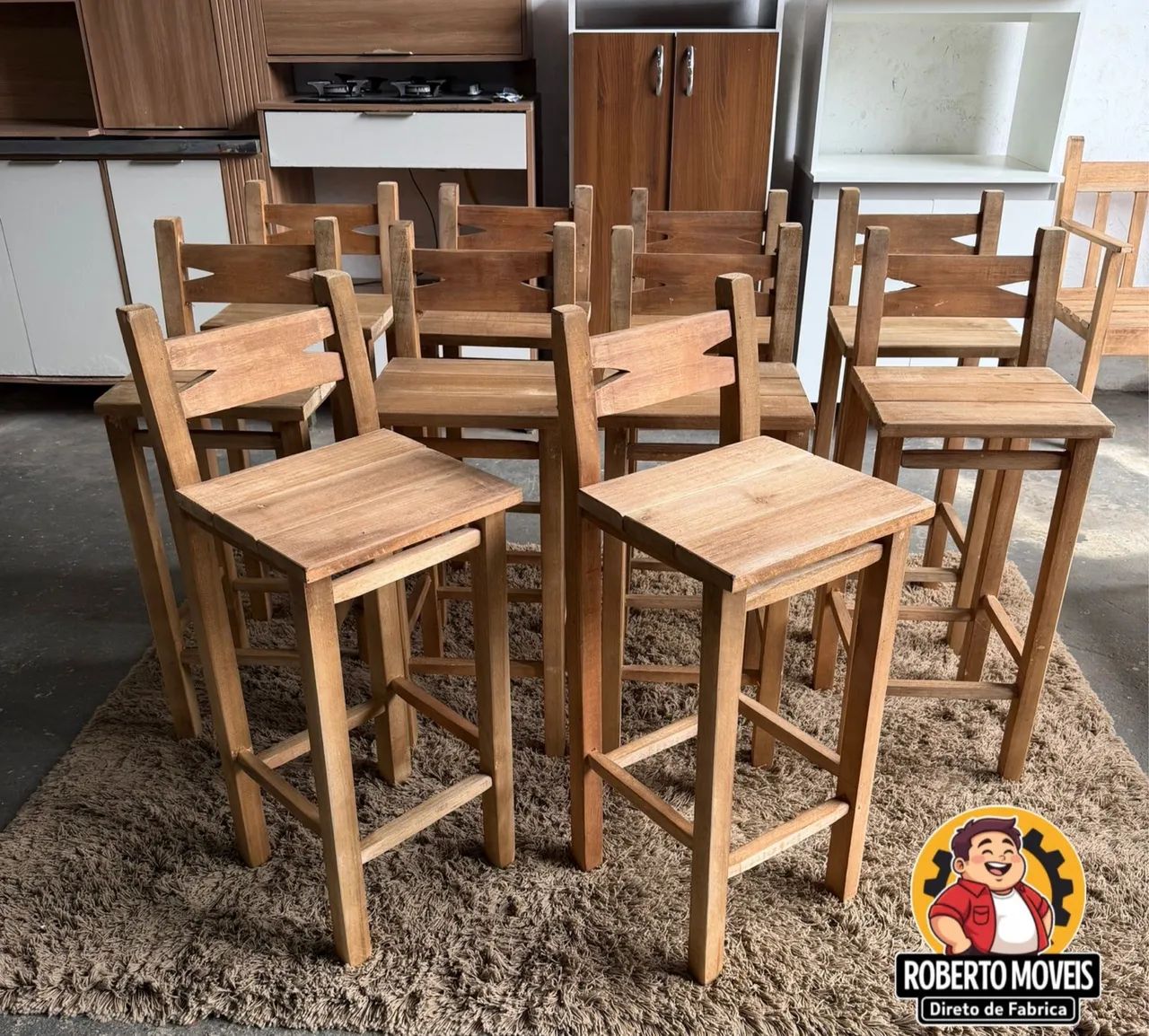 Banquetas Altas de Madeira  - Foto 3