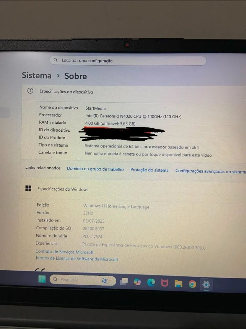 Notebook Lenovo Intel Celeron Dual Core 4GB 128GB + SSD 15,6? Windows 11 - Foto 3