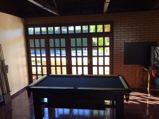 Mesa de Sinuca Madeira Maciça Tabaco Tecido Preto Bordas Amarelas Modelo PAD2254 - Foto 5