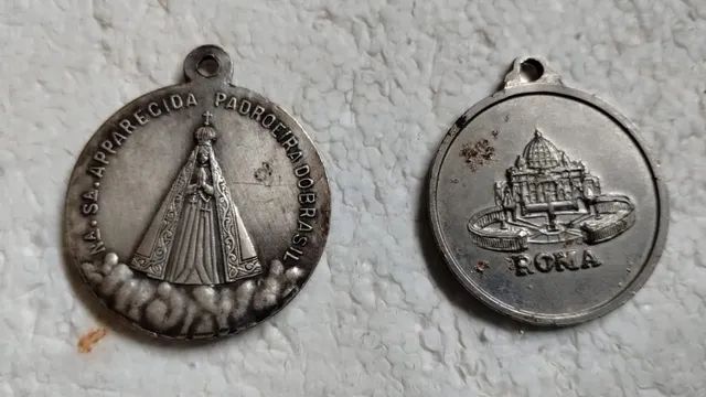 Medalhas religiosas antigas kit com 5 um #av - Foto 5