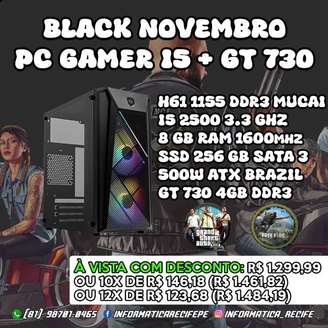 Pc Gamer Completo I5 Gt730 Hd1tb 8gb Fonte 500w E Monitor 19