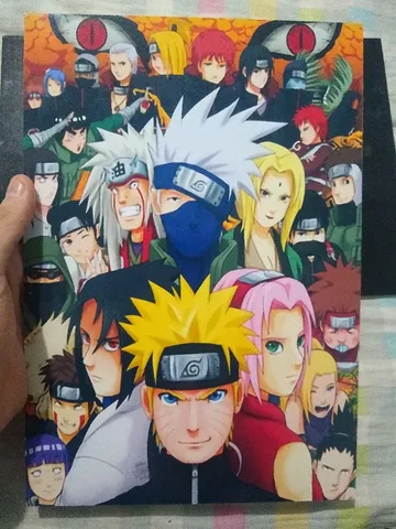 Quadro Decorativo Mosaico 3 peças Anime Naruto Personagens Sasuke