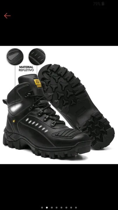 Coturno Bota Caterpillar Motoqueiro Masculina 100% Couro Palmilha em Gel