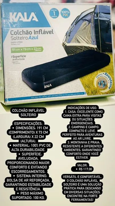 Colchão inflável solteiro kala - Foto 2